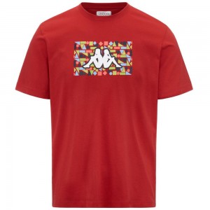 Men Kappa Logo Frezami T-Shirt Red | 258304-PEK