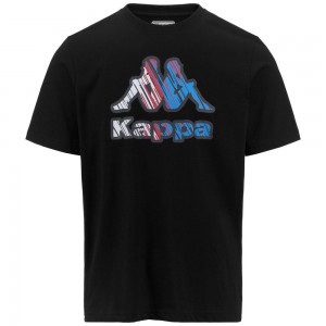 Men Kappa Logo Frillo T-Shirt Black | 618054-BNE