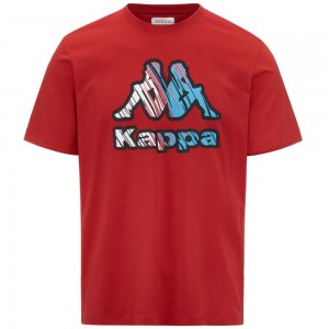 Men Kappa Logo Frillo T-Shirt Red | 093641-IUZ