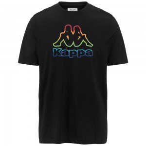 Men Kappa Logo Friodo T-Shirt Black | 647382-EQH