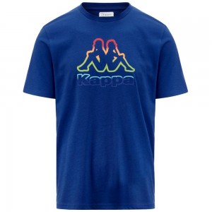 Men Kappa Logo Friodo T-Shirt Blue | 504781-DYI