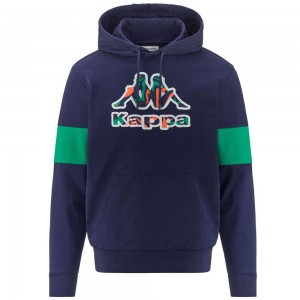 Men Kappa Logo Frofio Hoodie Blue | 273091-SBM