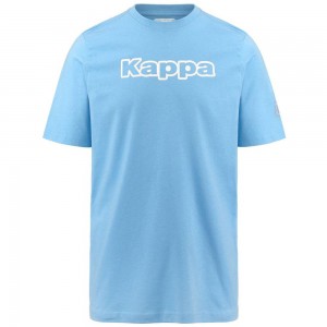 Men Kappa Logo Fromen T-Shirt Blue | 420837-DLS