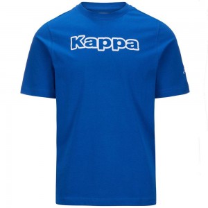 Men Kappa Logo Fromen T-Shirt Blue | 917862-FLE