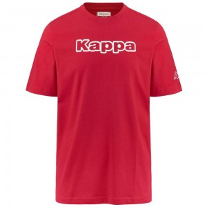 Men Kappa Logo Fromen T-Shirt Red | 075932-LTI