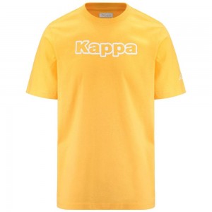 Men Kappa Logo Fromen T-Shirt Yellow | 316428-YZG