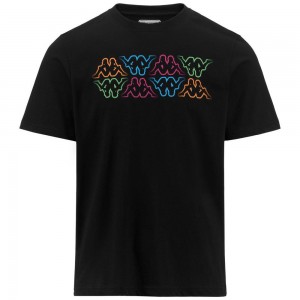 Men Kappa Logo Fuiamo T-Shirt Black | 481625-LHU