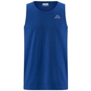 Men Kappa Logo Gatan Tank Top Blue | 692547-AGT