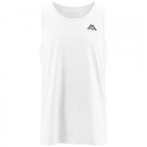 Men Kappa Logo Gatan Tank Top White | 780631-KWH