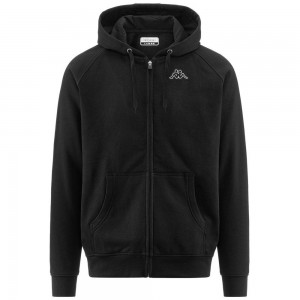 Men Kappa Logo Jack Slim Hoodie Black | 321796-JRK