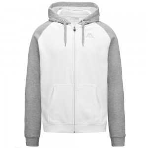 Men Kappa Logo Jack Slim Hoodie White | 326754-EBD