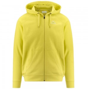 Men Kappa Logo Jackus Slim Hoodie Yellow | 596824-OVL