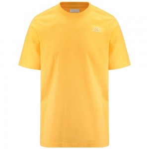 Men Kappa Logo Korpo Cafers Slim T-Shirt Yellow | 236918-PZN