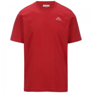 Men Kappa Logo Korpo Cafers Slim T-Shirt Red | 158726-TAN