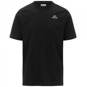 Men Kappa Logo Korpo Cafers Slim T-Shirt Black | 417038-FKZ