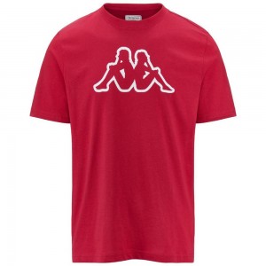 Men Kappa Logo Korpo Cromen T-Shirt Red | 347120-JKL