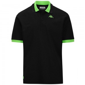 Men Kappa Logo Neon Polo Shirt Black | 637152-XGW