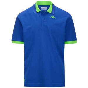 Men Kappa Logo Neon Polo Shirt Blue | 259346-RPX