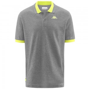 Men Kappa Logo Neon Polo Shirt Grey | 489267-GDM