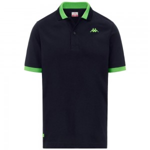 Men Kappa Logo Neon Polo Shirt Navy | 491502-FOU