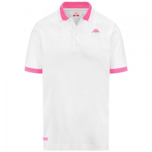 Men Kappa Logo Neon Polo Shirt White | 769208-DPC