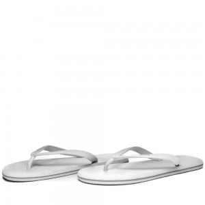 Men Kappa Logo Rupesh Flip Flops White | 456908-KTX