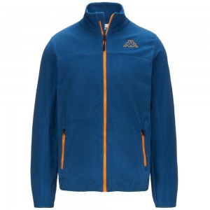 Men Kappa Logo Wind Jacket Blue | 651279-MZL