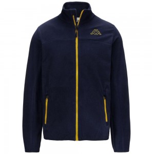 Men Kappa Logo Wind Jacket Navy | 624037-AEK