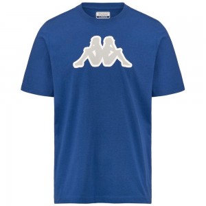 Men Kappa Logo Zobi T-Shirt Blue | 439285-MTN