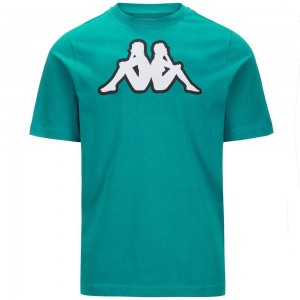 Men Kappa Logo Zobi T-Shirt Green | 815704-MCJ