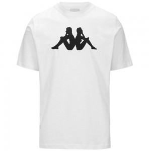 Men Kappa Logo Zobi T-Shirt White | 362709-RBH