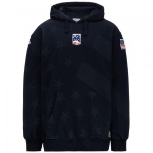 Men Kappa Utawi Flag Us Hoodie Navy | 267341-XZU