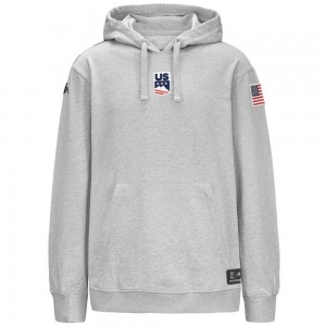 Men Kappa Utawi Usa Us Hoodie Grey | 361452-MTD