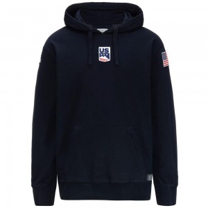 Men Kappa Utawi Usa Us Hoodie Navy | 061958-FCL