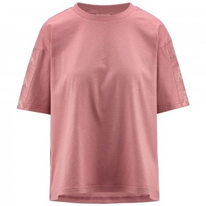 Women Kappa 222 Banda 10 Vanilla T-Shirt Pink | 214759-GEZ