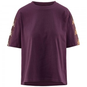 Women Kappa 222 Banda 10 Vanilla T-Shirt Purple | 064537-PUW