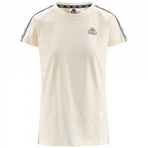 Women Kappa 222 Banda Apan T-Shirt Beige | 917863-WTC