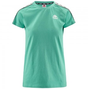 Women Kappa 222 Banda Apan T-Shirt Green | 876910-LGR