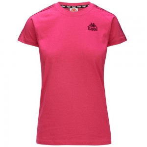 Women Kappa 222 Banda Apan T-Shirt Pink | 193028-FGS