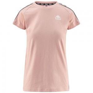 Women Kappa 222 Banda Apan T-Shirt Pink | 308126-QPT