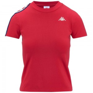 Women Kappa 222 Banda Luise T-Shirt Red | 512709-COB