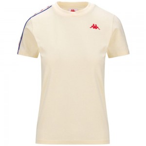 Women Kappa 222 Banda Luise T-Shirt White | 038721-SOM