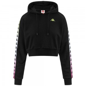 Women Kappa 222 Banda Tamas Degrade Hoodie Black | 536241-TDE