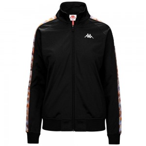 Women Kappa 222 Banda Wanniston Graphiktape Jacket Black | 706259-QJM