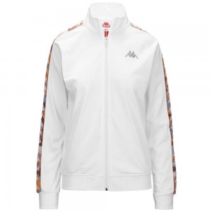 Women Kappa 222 Banda Wanniston Graphiktape Jacket White | 510637-PJM