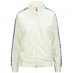 Women Kappa 222 Banda Wanniston Graphiktape Jacket White | 915730-PJU