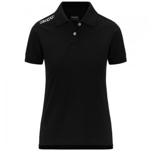 Women Kappa 4 Training Polo Wss Slim Polo Shirt Black | 872395-OVX