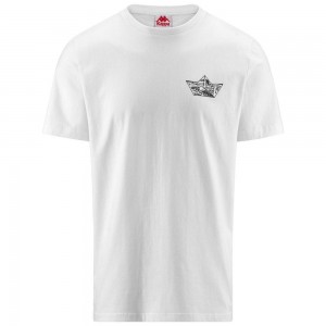 Women Kappa Authentic Bboy T-Shirt White | 034978-DKL