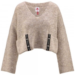 Women Kappa Authentic Jpn Fannie Sweater Beige | 651438-NQK