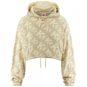 Women Kappa Authentic Tropp Hoodie Beige | 132058-PRB